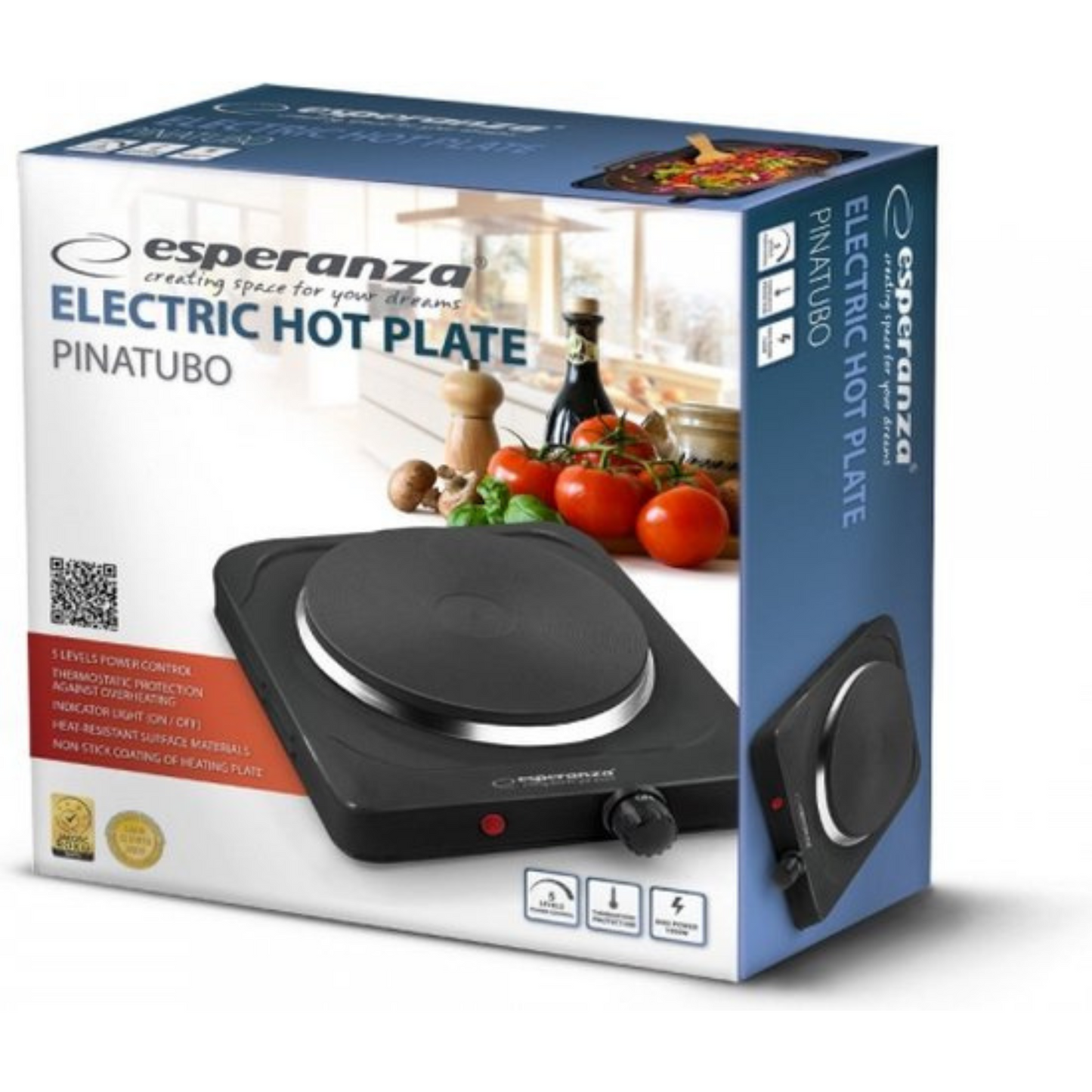 Esperanza EKH002K kookplaat Zwart Gesealde plaat 1 zone(s)