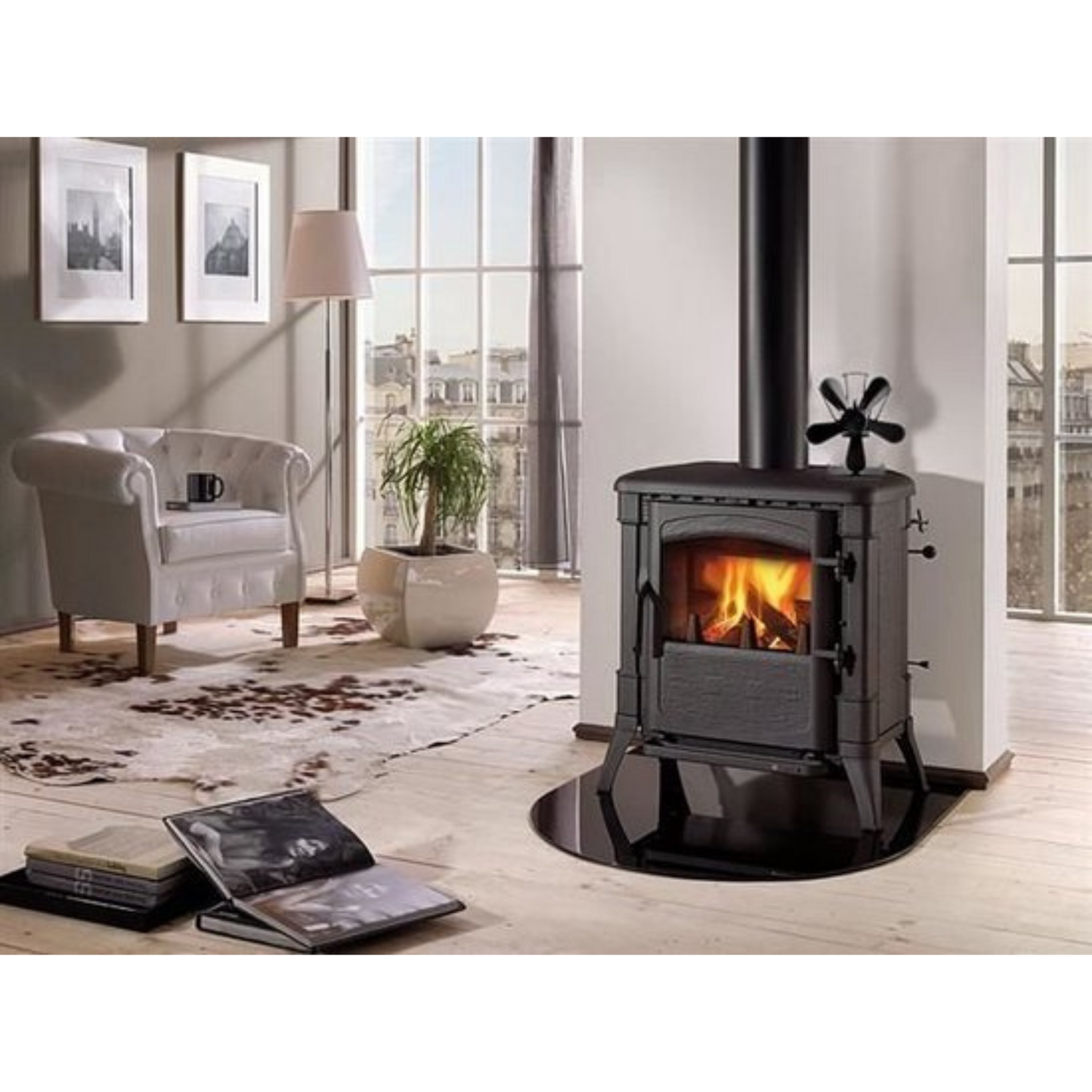 Kaminer 5-Bladige Haardventilator: Efficiënte Warmteverspreiding Zonder Elektriciteit