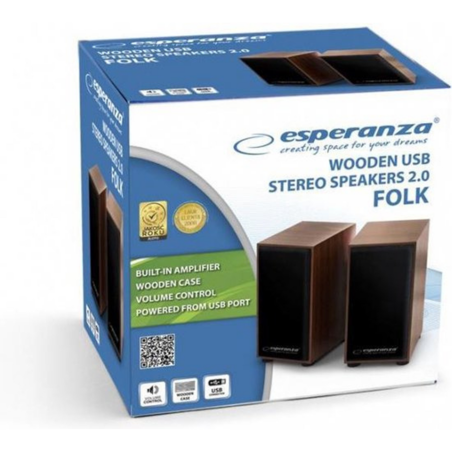 Esperanza Stereo Speakers 2.0 Folk - met houten behuizing