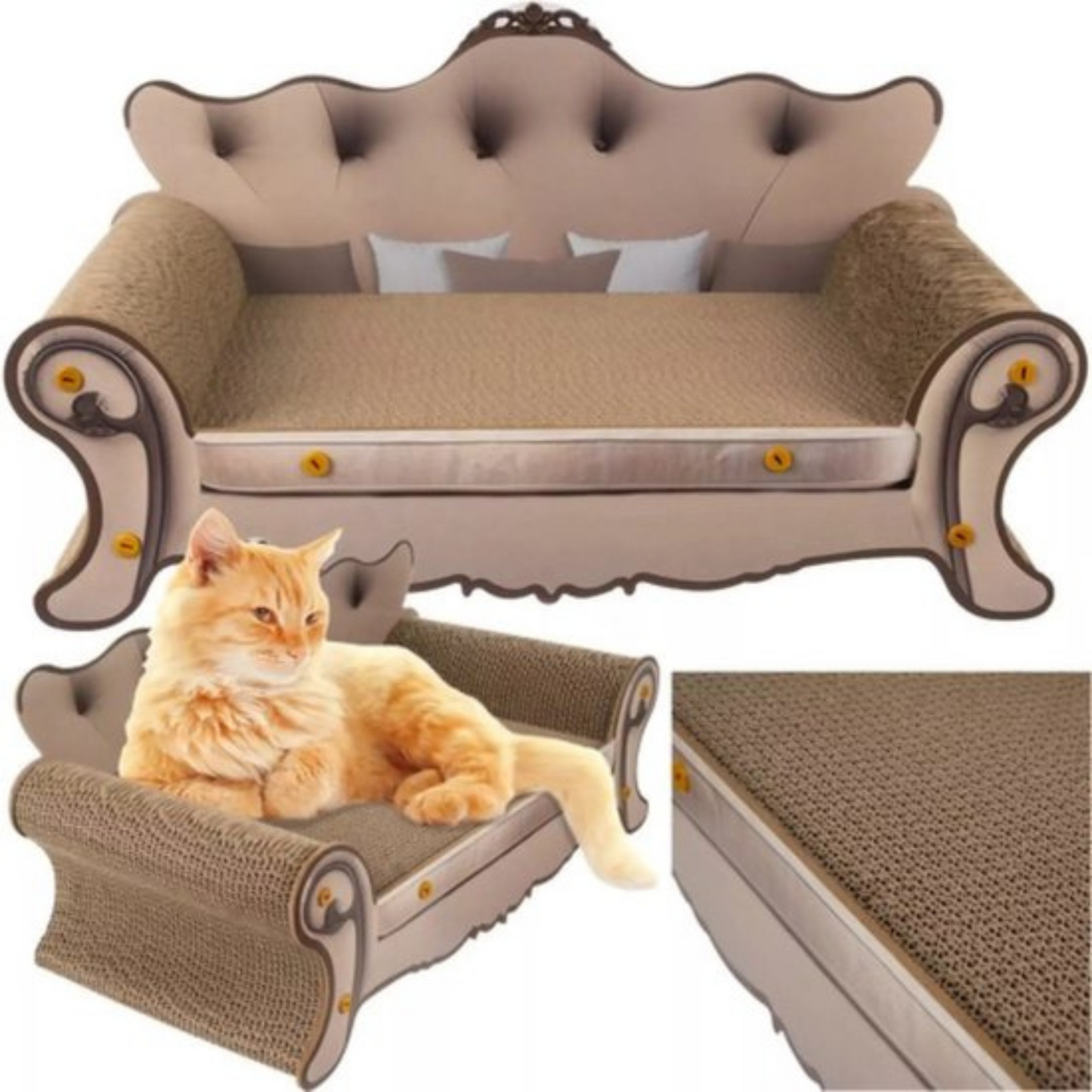 Purlov Krabpaal Sofa – Luxe Krabmeubel Sofa voor Katten – MDF en Karton