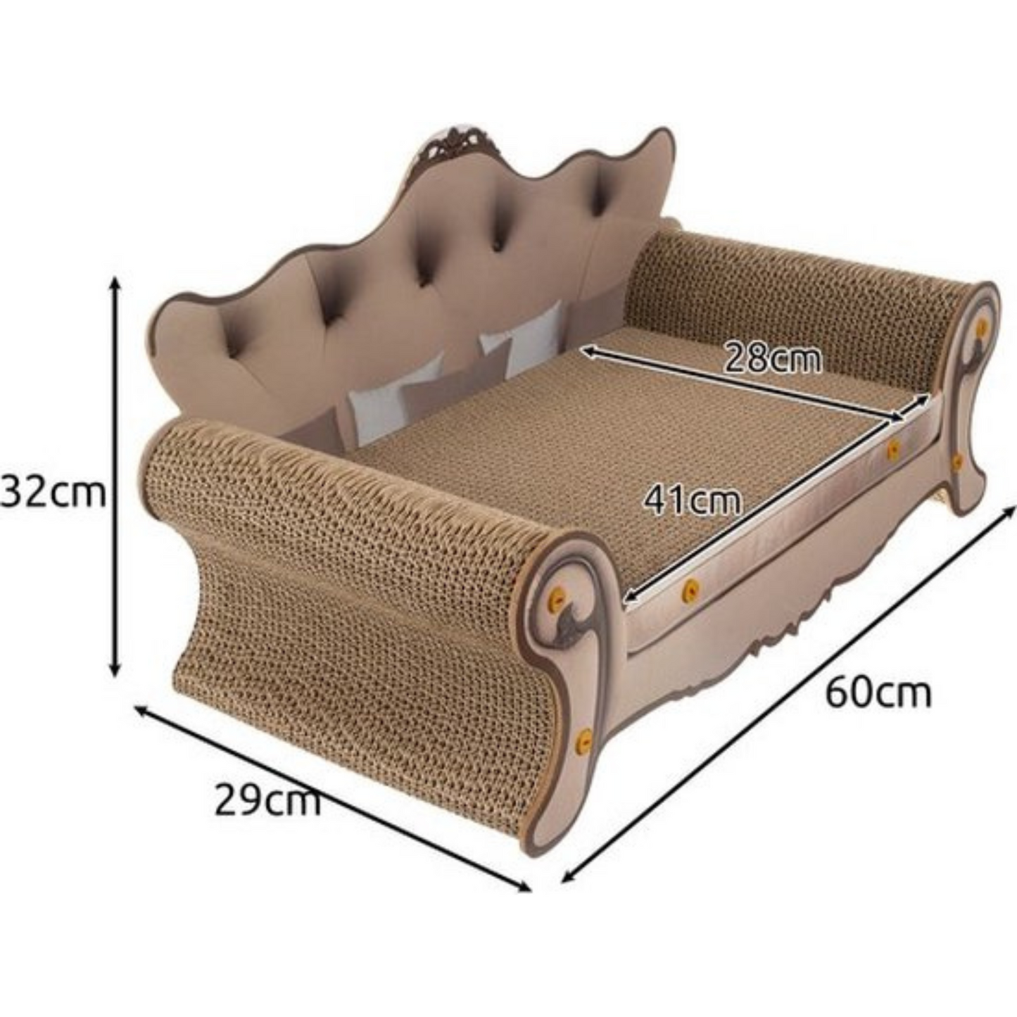 Purlov Krabpaal Sofa – Luxe Krabmeubel Sofa voor Katten – MDF en Karton