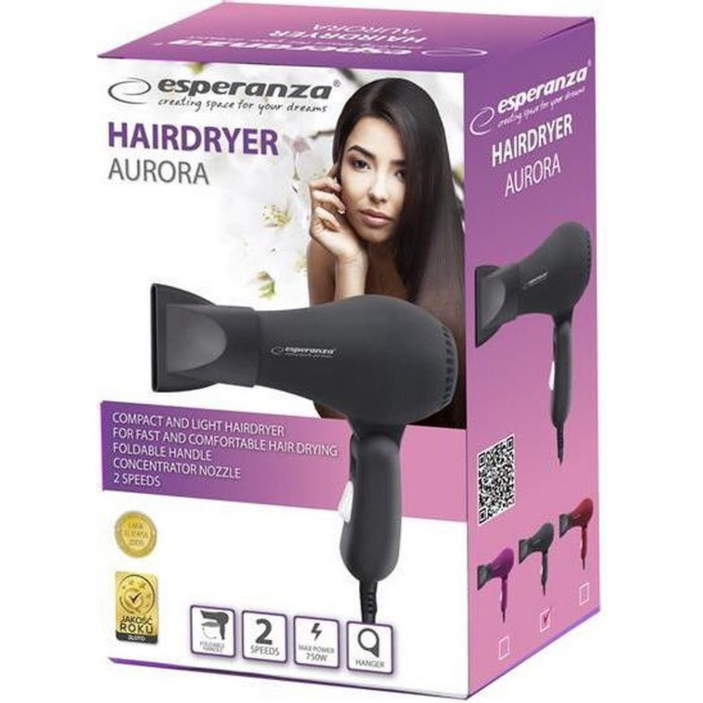 Aurora - Haarföhn - Inklapbaar Reisformaat – Zwart