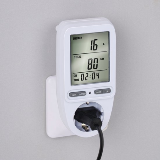 Grundig Energie Vebruiksmeter - KwH Meter voor Stopcontact - Energieverbruiksmeter voor Kostenbesparing - Energie Meter Electriciteit Max. 3680W - LCD Display