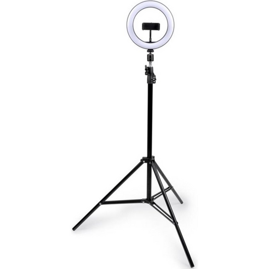 Grundig Ringlamp met Statief en Telefoonhouder - Verstelbaar tot 210cm - Geschikt voor TikTok en YouTube - 3 Lichtstanden