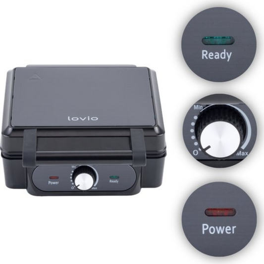 Lovio Wafelijzer met Antiaanbaklaag voor 4 Brusselse Wafels