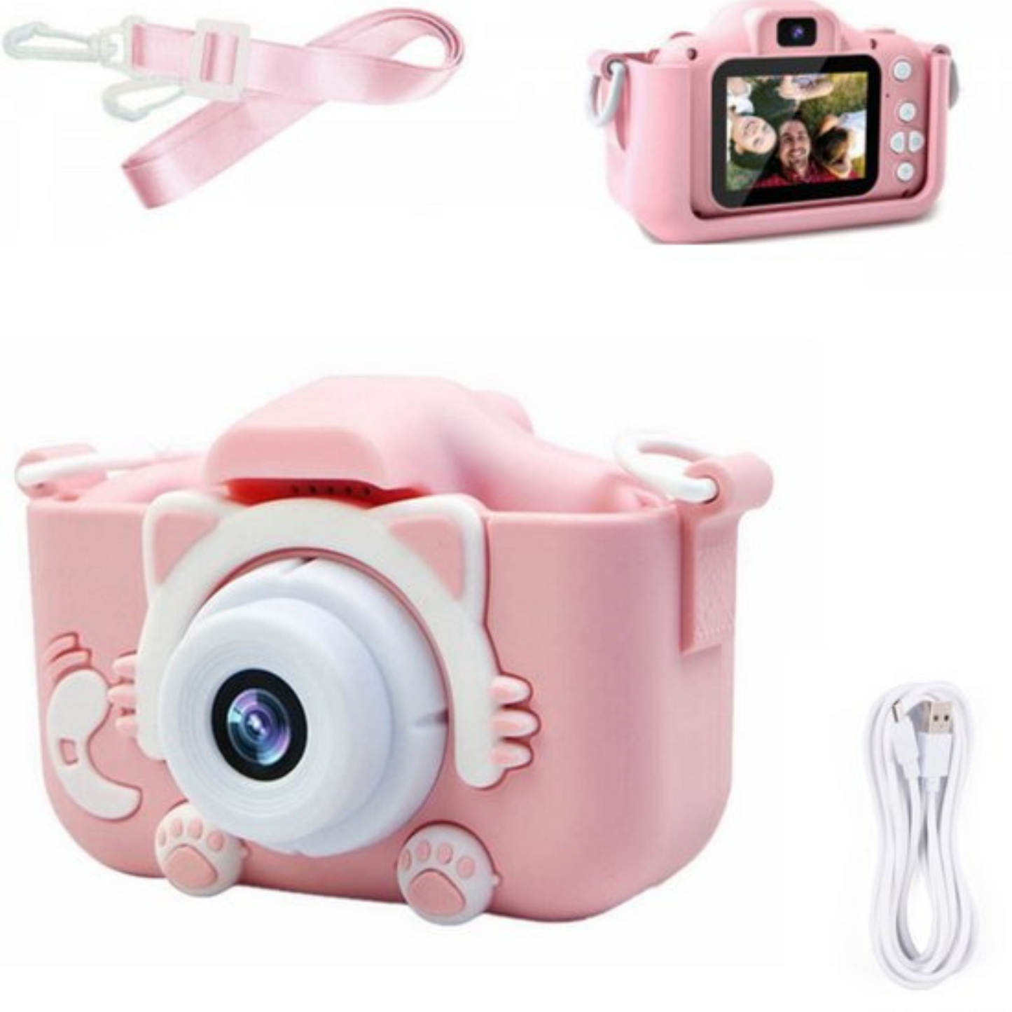 Kindercamera - Kindercamera digitaal - Kindercamera's – Camera Voor Kinderen - Roze - Poes