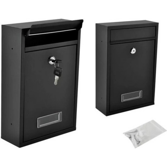brievenbus zwart - 2 sleutels - met bevestigingsklep