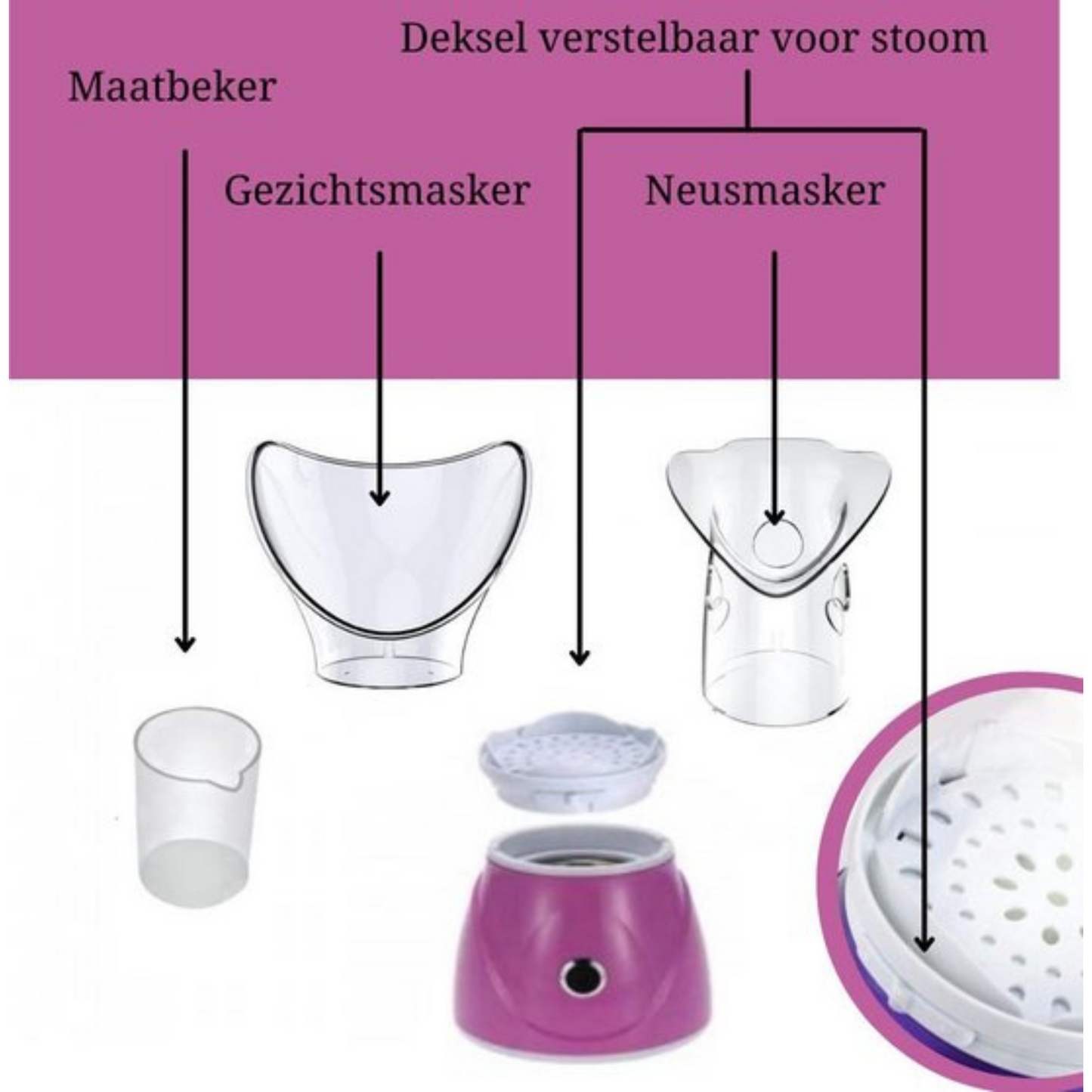Professional Facial Steamer – Gezicht stomer – Paars/Roze