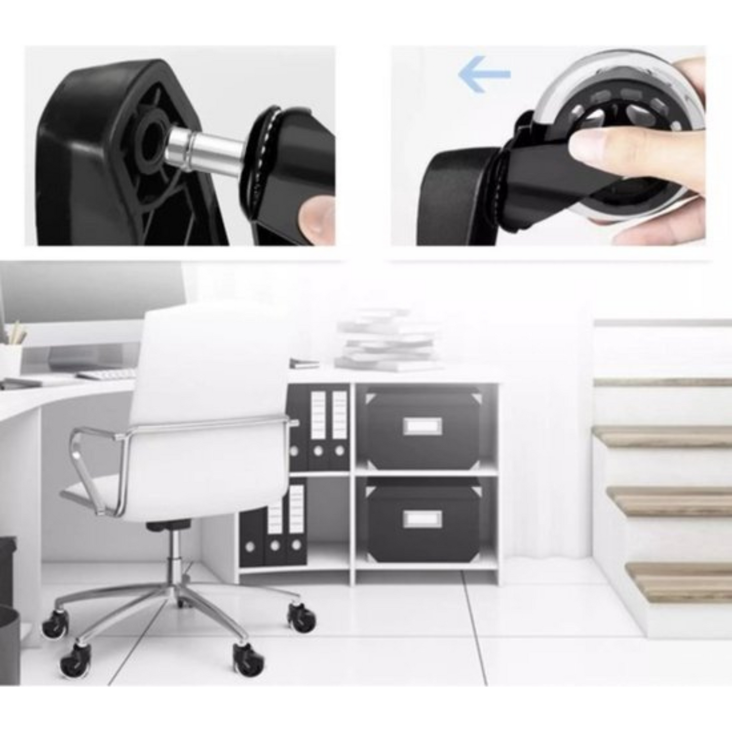 Transparante Bureaustoel wieltjes - 11mm / 75mm - Zwenkwielen - Bureaustoelwielen – Bureaustoel Wielen - Wieltjes voor Stoelen - Geschikt voor Harde Vloer - Set van 5