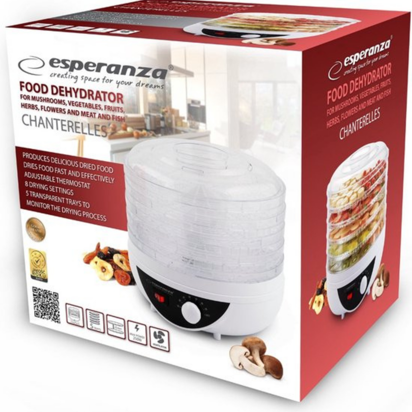 Esperanza Voedseldroger - Transparant - Wit - 250 W Esperanza - EKD002