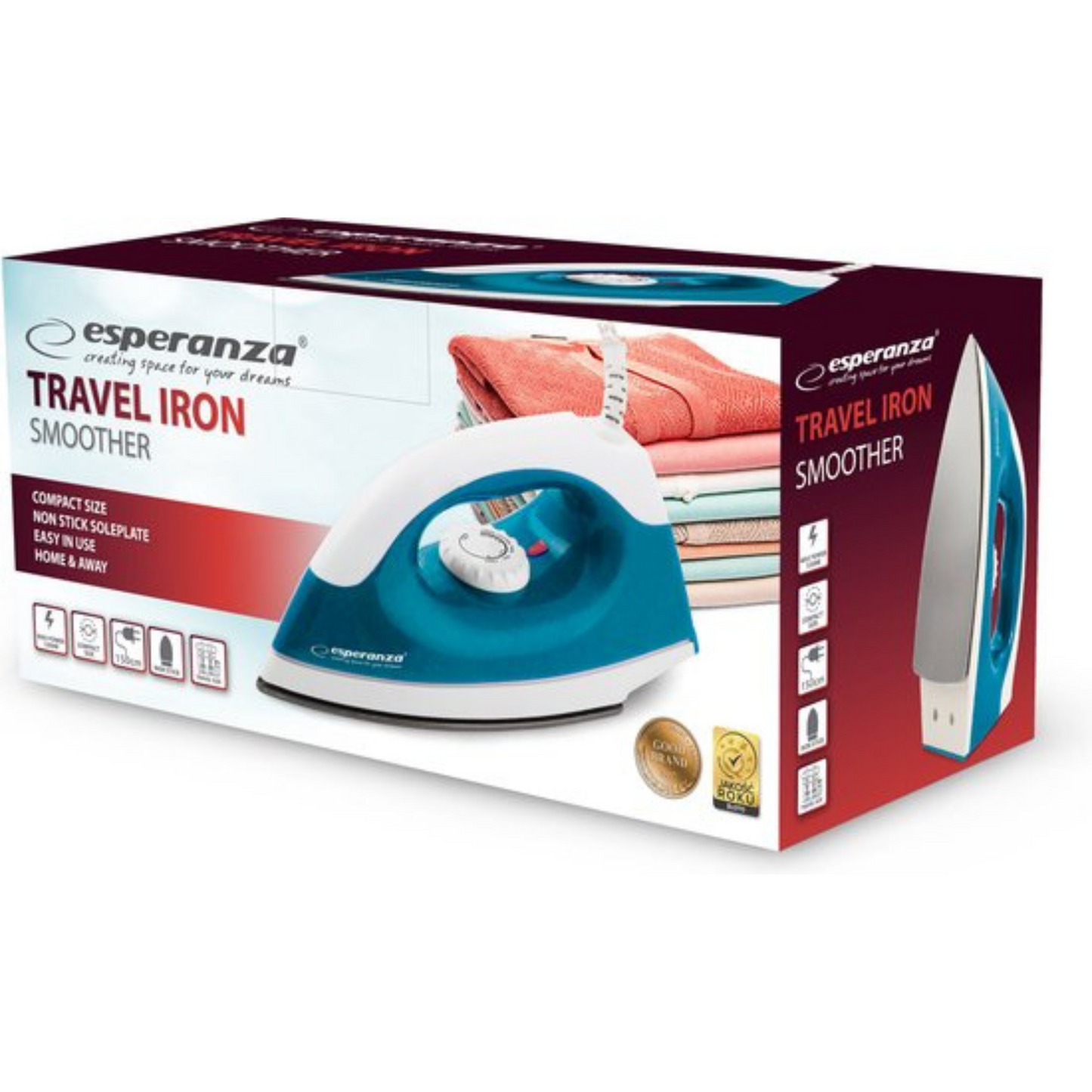 Esperanza Reisstrijkijzer 1200 W Blauw, Wit