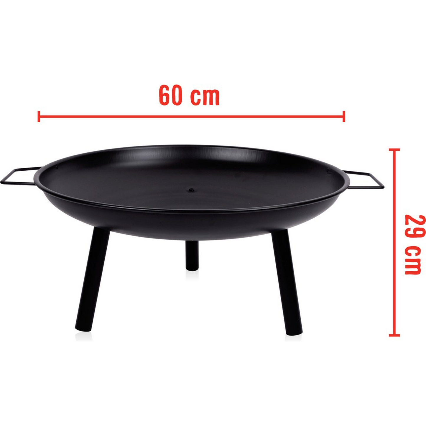 alpina Vuurschaal Ø60 cm - Vuurkorf voor Buiten met Handvaten - Tuinhaard op Brandhout - Terrashaard 3 Poten - Tuinkachel voor Kampvuur - Terraskachel - Carbon Staal