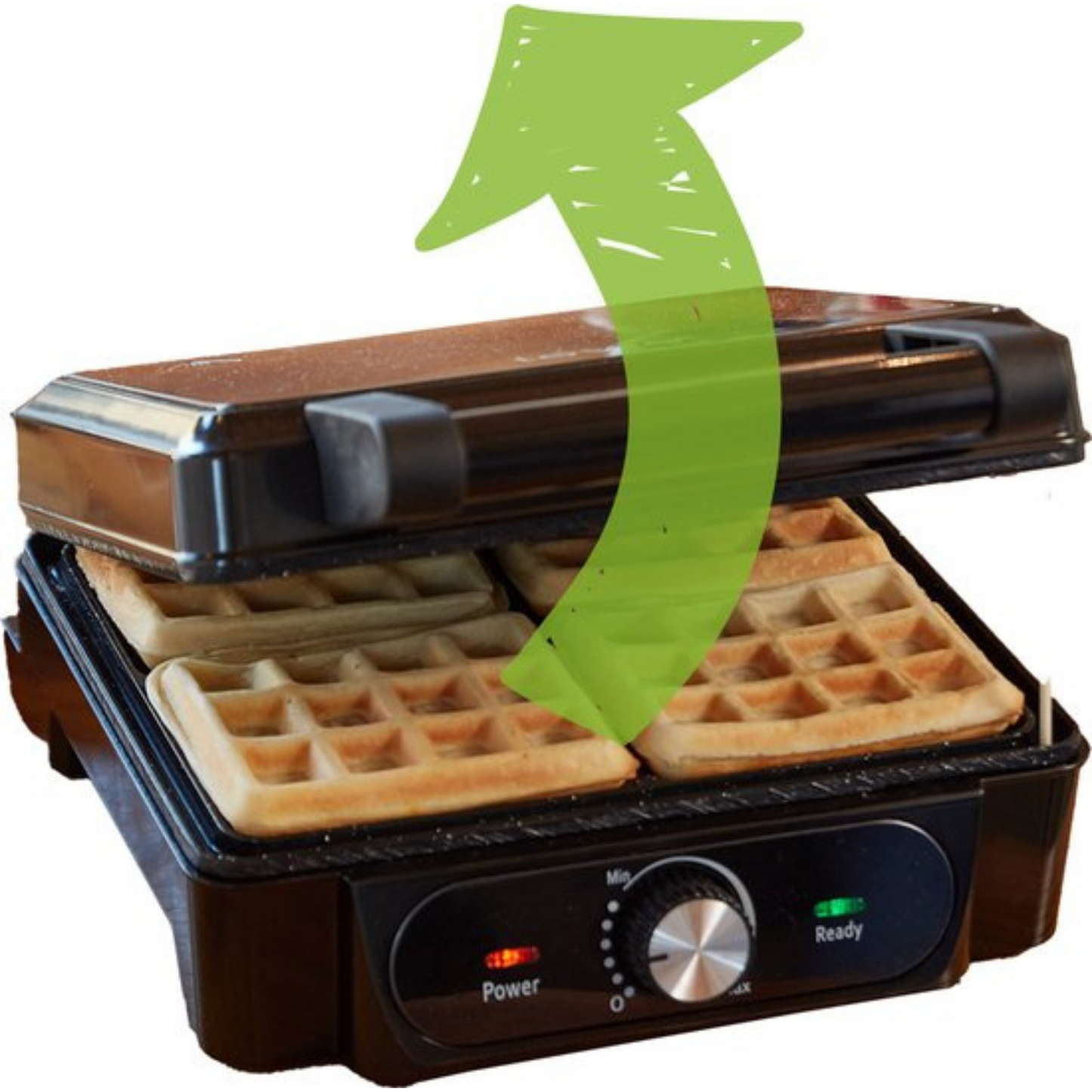 Lovio Wafelijzer met Antiaanbaklaag voor 4 Brusselse Wafels