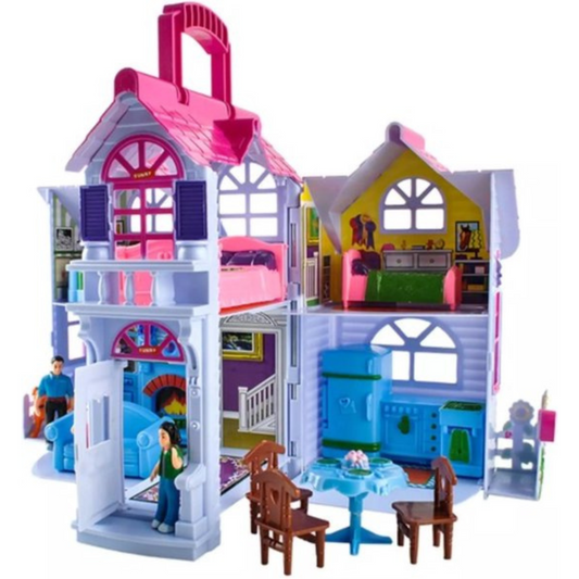 Poppenhuis Uitklapbaar - Opvouwbaar huis voor poppen - Moderne Uitstraling Barbiehuis - Inclusief Meubeltjes - Poppenhuis met Kamer Meubels - Draagbaar Poppenhuis