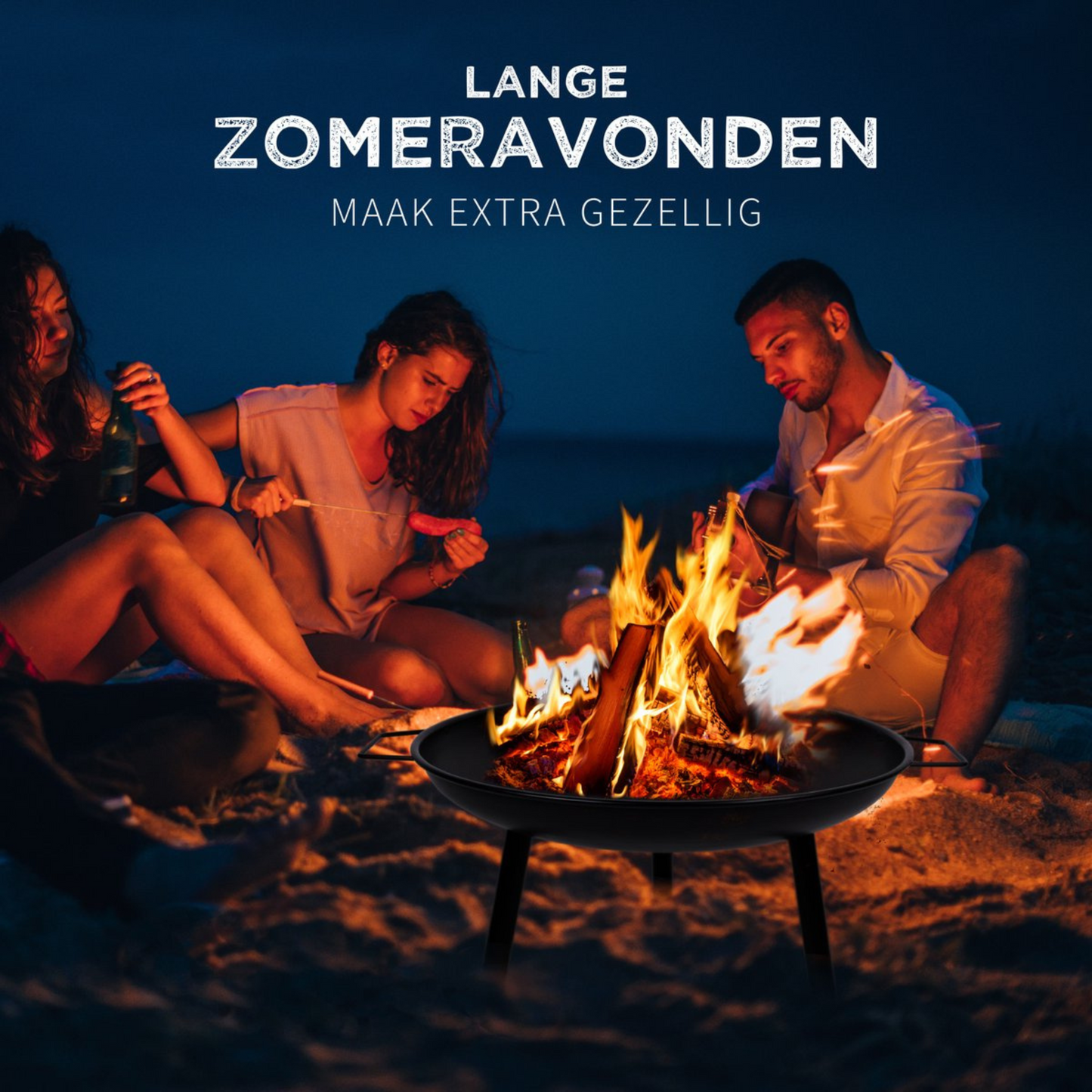 alpina Vuurschaal Ø60 cm - Vuurkorf voor Buiten met Handvaten - Tuinhaard op Brandhout - Terrashaard 3 Poten - Tuinkachel voor Kampvuur - Terraskachel - Carbon Staal