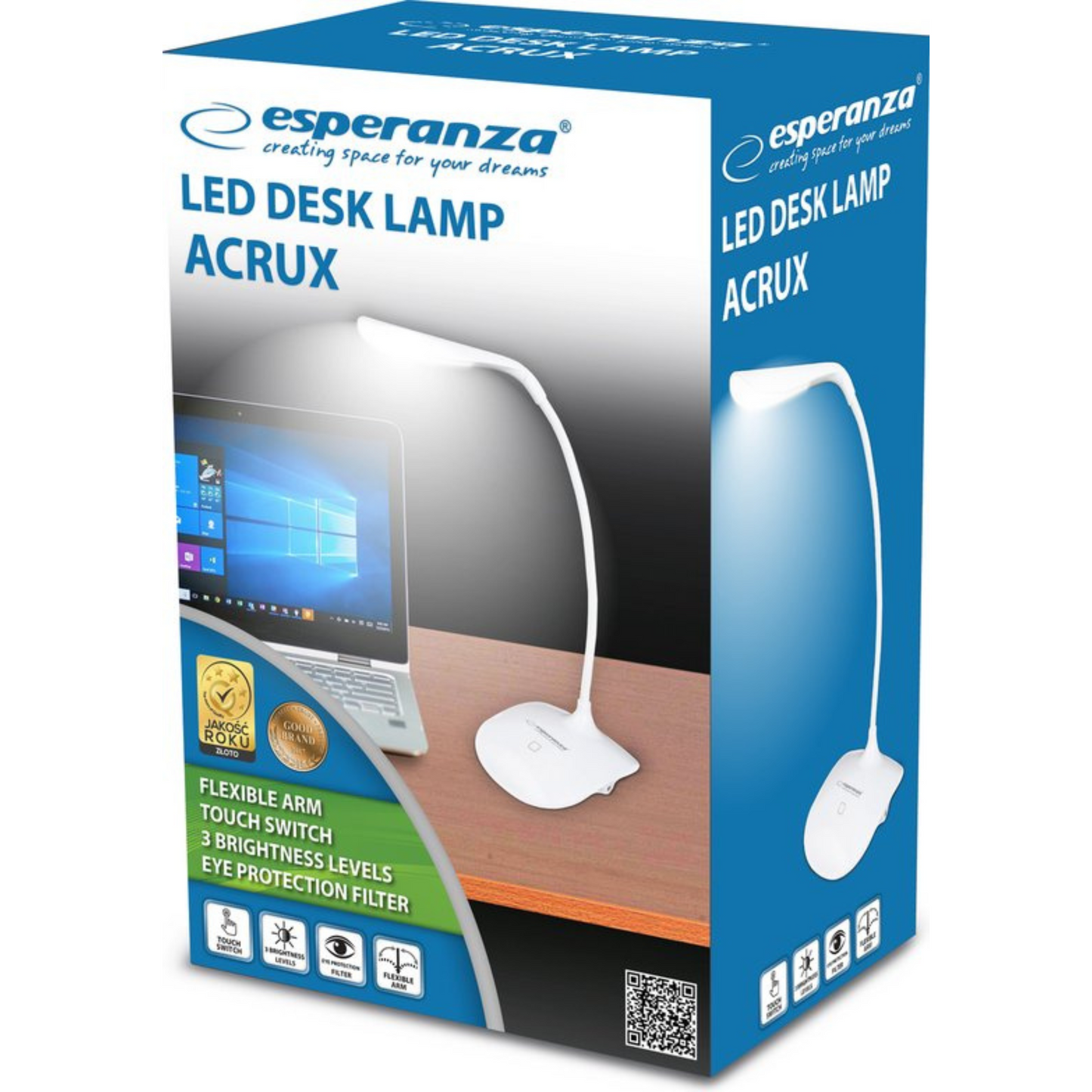 LED Bureaulamp - Estoya Acrin - 3W - Helder/Koud Wit 5500K - Touch Schakelaar - Dimbaar - Flexibele Arm - USB Opladen - Mat Wit - Kunststof