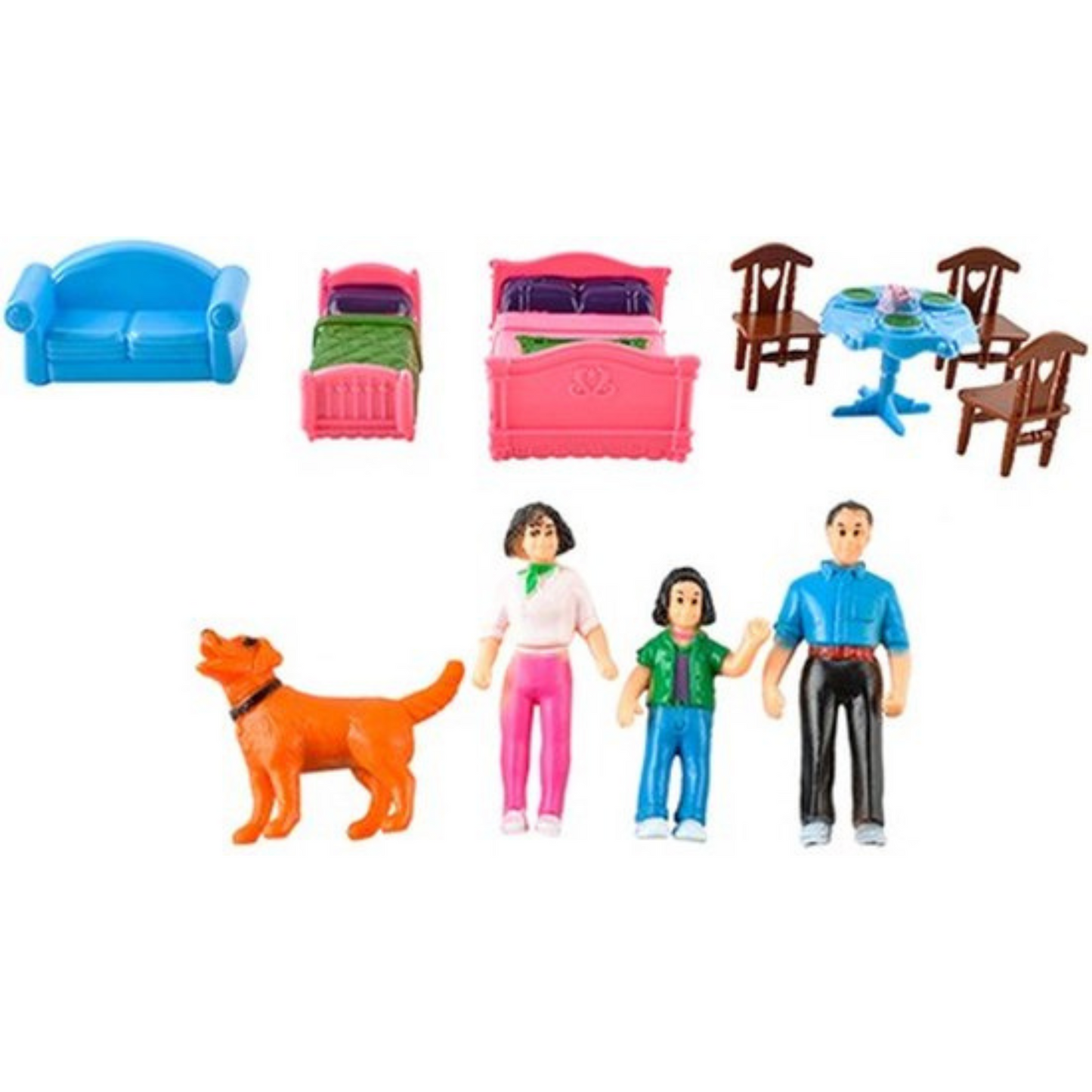 Poppenhuis Uitklapbaar - Opvouwbaar huis voor poppen - Moderne Uitstraling Barbiehuis - Inclusief Meubeltjes - Poppenhuis met Kamer Meubels - Draagbaar Poppenhuis